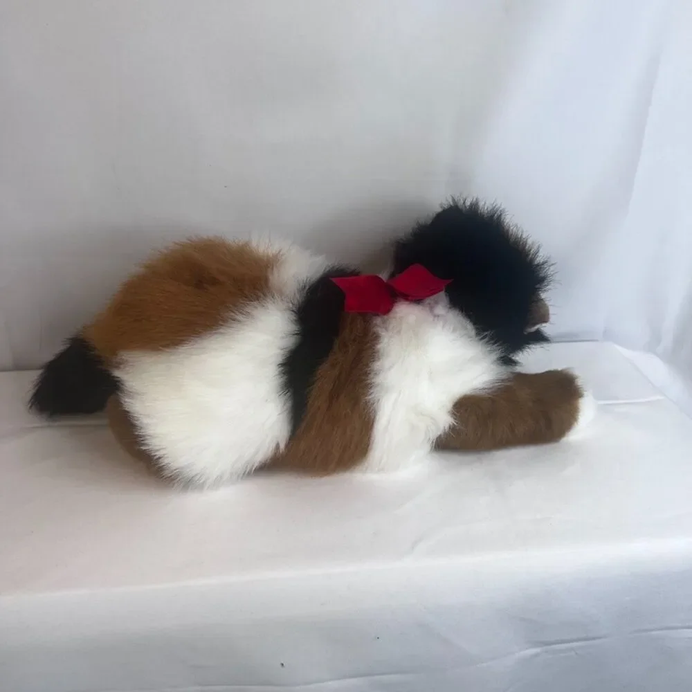 Ty Cat Maggie the Calico Cat 1995 Classic Line Plush Stuffed Animal Red Bow - Picture 3 of 10